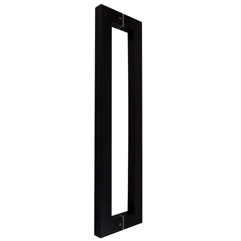 Poignée de porte tube carré en inox noir chic pour grand panneau en verre