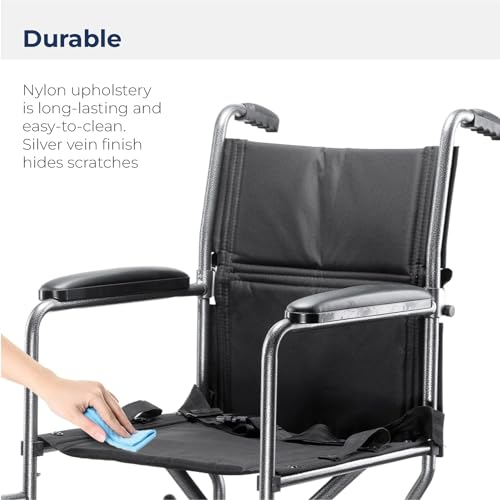 Drive Medical TR39E-SV Lightweight Folding Transport Wheelchair with Swing-Away Footrest, Silver by Drive Medical - Image 4