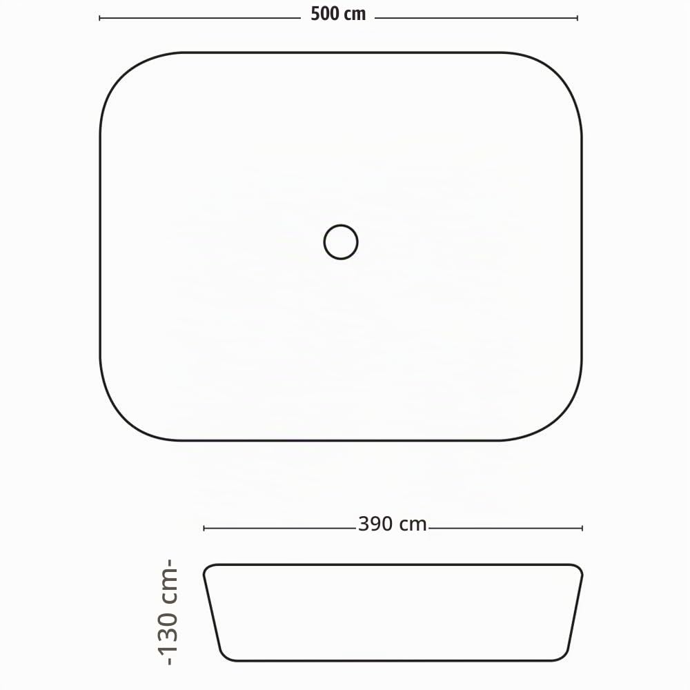 Lavabo Da Appoggio Ceramica Bianco Rettangolare Lavandino Lavello Arredo 50x39x13 Cm