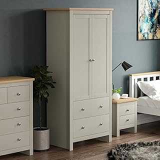 Vida Designs Arlington Wardrobe 2 Door 2 Drawer Bedroom Furniture Clothes Rail Storage (Grey)