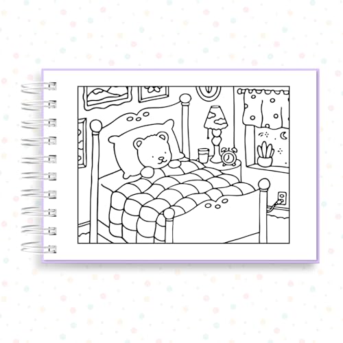 Livro de Colorir Ursinhos, 25 Folhas, 180g, Tamanho A5, Capa Dura, Lilas
