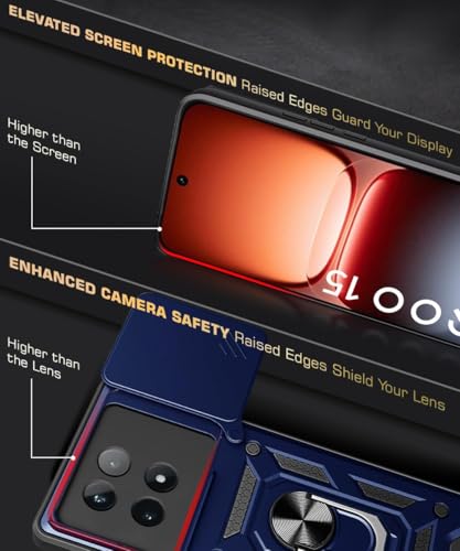 Image of AIBEX Back Cover Compatible for iQOO 15 5G | D10 Tough Armor Case | Sliding Camera Shield | 360 Protection | Kickstand Ring Holder | Military-Grade Bumper Case - Blue