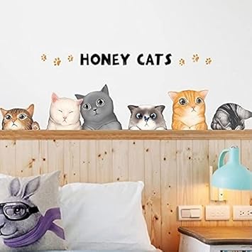 Amazon Co Jp ウォールステッカー 動物 猫 おしゃれ ねこ ネコ 子供部屋 北欧 カフェ モダン かわいい 可愛い ステッカー 壁紙 デコシール インテリア 雑貨 足跡 肉球 Cat 玄関 リビング 癒し ほのぼの 可愛らしい Honey 背景 綺麗な感じ 美容室 猫カフェ 階段