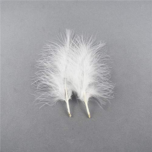 Zamihalla 20 Pcs/Lot 10-15CM 4-6'' Turkey Feathers Chicken Plumes Turkey Marabou Feathers for Carnival Halloween Christmas DIY Craft Deco - White