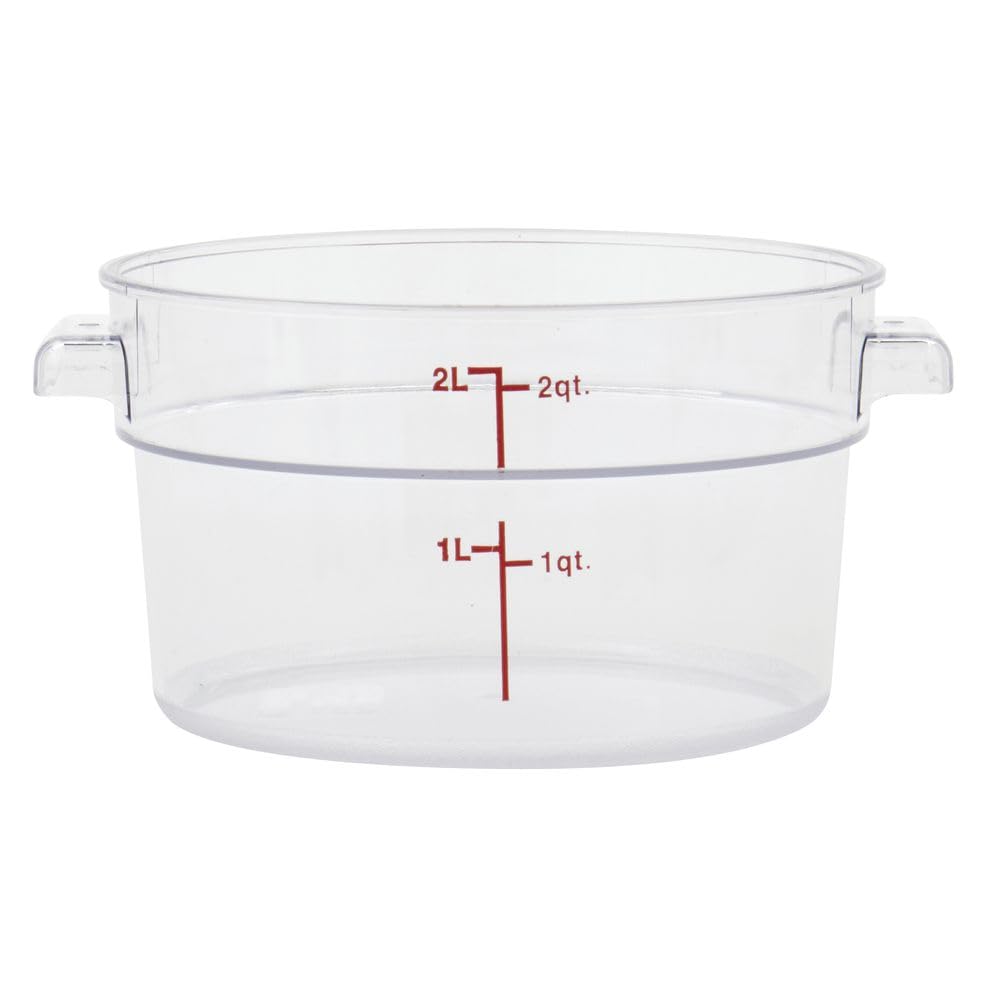 Clear Round Food Storage Container - 6 3/4" Dia x 4 1/4" D by HUBERT – Polycarbonate (PC), Clear, Model 0106002-PC