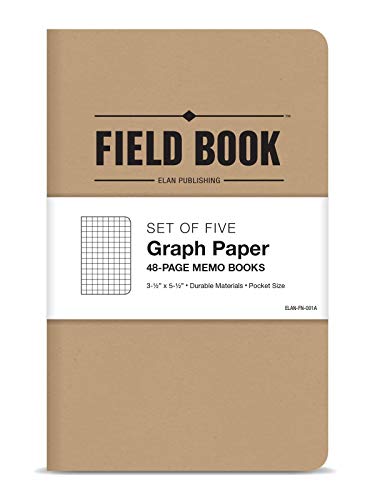 Field Notebook/Pocket Journal - 3.5"X5.5" - Kraft - Graph Memo Book - Pack Of 5 #TOP1