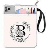 CRASPIRE Zipper Book Sleeve Cloth Book Cover with Extra Sleeve Letter Alphabet B Flower Leaf Tela Papel Bolsillo Protector Bolsillo entusiastas Tapa Dura en rúsregalo 11 x 86 Pulgadas