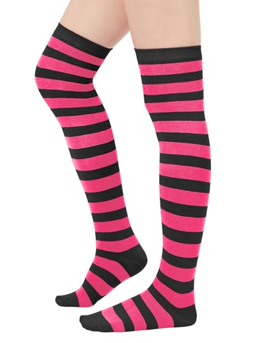 Image of Century Star Thigh High Socks Striped Extra Long Tube for Women Over the Knee Athletic Sports Socks Plus Size Stockings