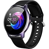 Smartwatch Herren, Leadyeah Schrittzähler Uhr Wasserdicht Smartwatch mit Blutdruckmessung Pulsmesser Whatsapp Funktion für Android IOS -Schwarz Rund