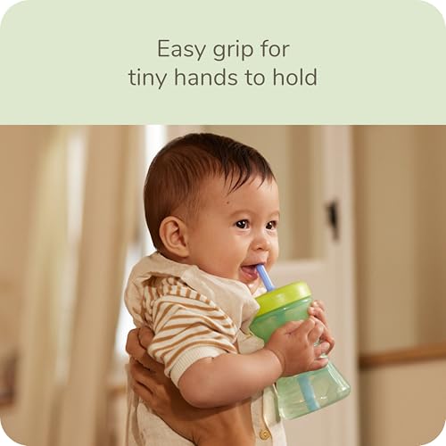 Image of NUK Fun Grip Straw Cup, 3-Pack - Toddler Sippy Cup with Straw for Easy Drinking, Suitable for Ages 8 Months and Up