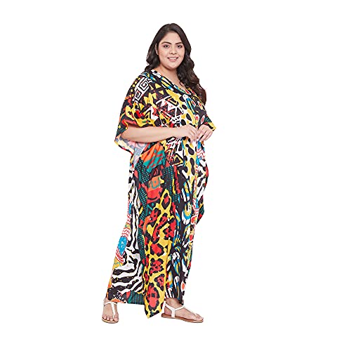 Image of Oussum Women Plus Size Kaftan Kimono Loose Maxi summer dresses for women Beach 3 /4 Sleeve Casual lounge dress Boho