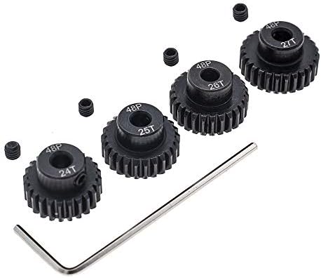 4pcs 48P Pinion Gear 3.175mm Set Hardened 24T 25T 26T 27T 48DP Pitch Gears RC Upgrade Part with Screwdriver
