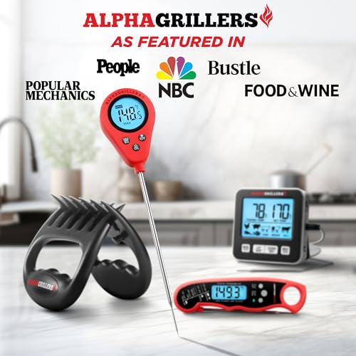 Alpha Grillers Instant Read Meat Thermometer Digital Food Thermometer for Cooking Grilling Bread Baking Liquids and Air Fryer with Temperature Guide, Long Probe and Large Backlit Display - Thumbnail 4