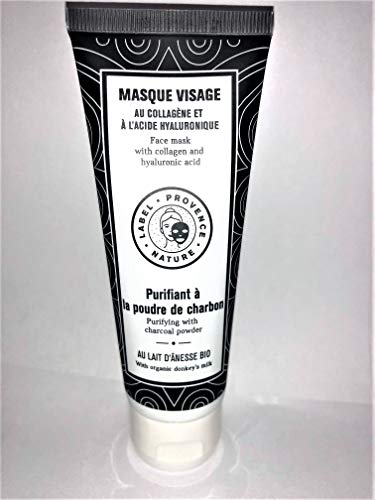 MASQUE VISAGE PURIFIANT AU LAIT D'ÂNESSE,COLLAGÈNE, ACIDE HYALURONIQUE ET CHARBON