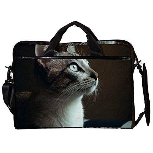 Sacoche ordinateur portable 14-15.4 pouces chat gris et blanc
