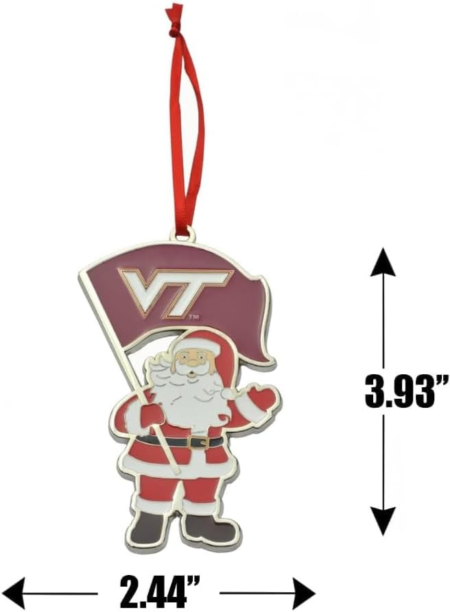 Virginia Tech Hokies Santa Metal Christmas Ornament - Image 2