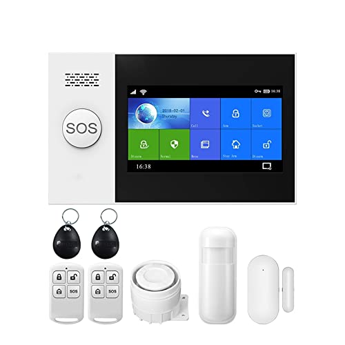 WEIJICUI Allarme Casa Senza Fili, Tuya Wireless gsm di Allarme antifurto Domestico Telecamera IP PIR sensore di Movimento sensore Porta Kit di Allarme di Sicurezza Controllo App(Set-B)