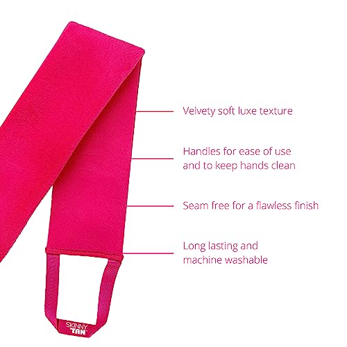 Skinny Tan Self-Tan Back Applicator - Velvety Soft Luxe Texture - Handles for Ease of Use and Keeps Hands Clean - Seam Free for Flawless Finish - Long-Lasting and Machine Washable - 1 pc