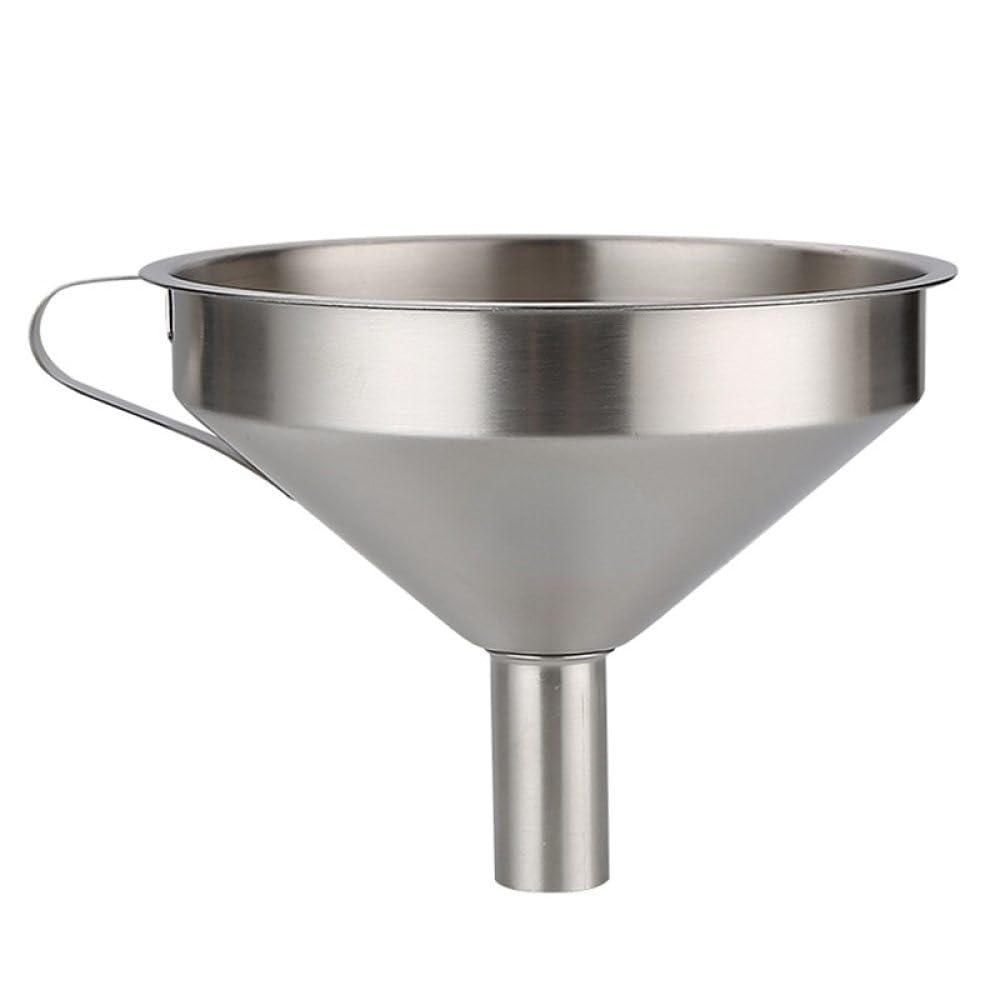10.4cm Stainless Steel Funnel, Kitchen Strainer Funnel Filter Set Wide Mouth Canning Funnels with Handle for Transferring Liquid, Fluid, Cooking Oil