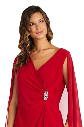 Image of R&M Richards Women's Knee-Length Wrap Dress W /Rhinestone Waist Detail & Chiffon Duster Cape
