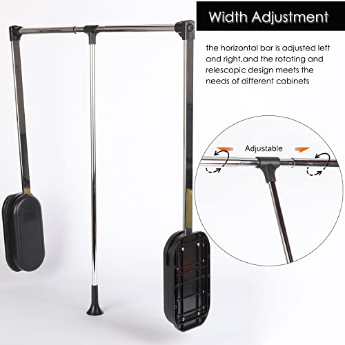 Uyoyous Chrome Steel Pull Down Closet Rod Heavy Duty Adjustable 35-46.7 Closet Pull Down Rods Hanger For Hanging Clothes Wardrobe Lift Rail Organizer Storage System Side Mounted Expanding Tubing #TOP4