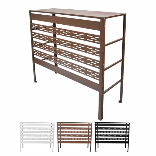 Fkstyle 【大型モデル対応】室外機カバー 大型 スチール製 (幅94cm) おしゃれ エアコンカバー 頑丈設計 耐荷重30kg 簡単組立 節電 省エネ 日よけ 雪対策 雨避け サビにくい