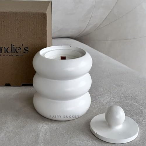 Image of Minimalist Stacked Jar Scented Candle with Lid & Tray - Aesthetic Decorative Aroma Candle for Home Decor, Bedroom, Living Room, Relaxation & Gifting (White)