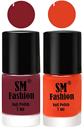 Image of Long Lasting Nail Polish | Nail Paint Combo 7 ml Each) - Set of 2 Lip-Reddish Orange