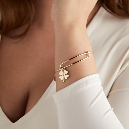 Alex and Ani 'Love' Clover Charm Bangle Bracelet2