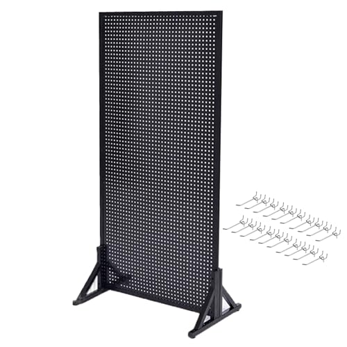 Genérico Panel Perforado para Herramientas, Estante de Pared para Garaje, Almacenamiento de Brocas, Juego de Llaves, Soportes, Paneles Perforados, Panel Perforado de Metal de pie con 20 Ganchos, sopo