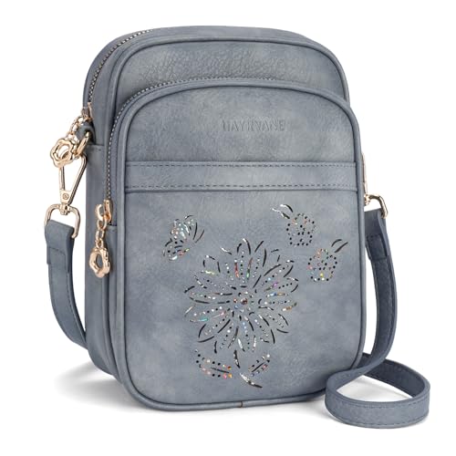 Image of Small Crossbody Bags for Women, RFID Phone Purse with Card Slots, Triple Compartments Lightweight Shoulder Bag