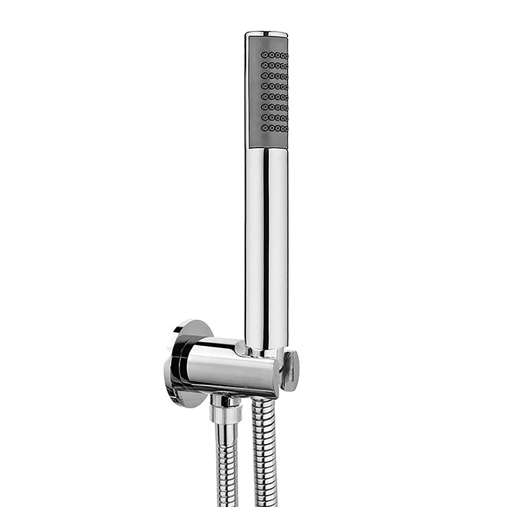 Set doccia a incasso con deviatore in ottone, braccio 35 cm, soffione tondo 20 cm in acciaio inox e kit doccia completo, ZOE