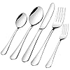 40 Piece Silverware Set, Premium Silverware Cutlery Set Stainless Steel Flatware Sets Service for 8, Spoons Forks Knifes Utensils Tableware Sets for Home, Dishwasher Safe