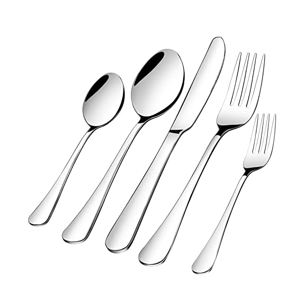 40 Piece Silverware Set, Premium Silverware Cutlery Set Stainless Steel Flatware Sets Service for 8, Spoons Forks Knifes Utensils Tableware Sets for Home, Dishwasher Safe