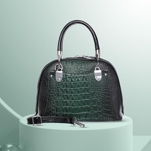 Crocodile Embossed Structured Handbag for Women – Elegant Top Handle Purse with Detachable Shoulder Strap2