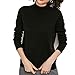 Produktbild U/A Damen Half High Neck T-Shirt Lose Kurzer Pullover Langarm Sweater Gr. L, Schwarz