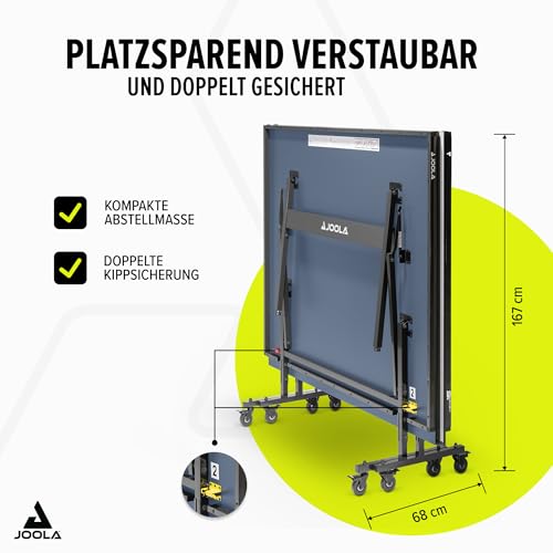 JOOLA Tischtennisplatte Inside 15 Tischtennistisch Indoor klappbar – Schneller Aufbau - inklusive Tischtennis Netz, blau, 274 x 152,5 x 76 cm