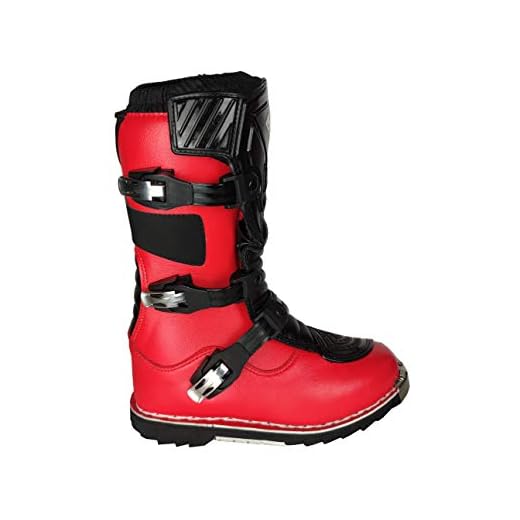 WinNet STIVALI DA BAMBINO RAGAZZO PER MOTO DA CROSS FUORI STRADA ENDURO (ROSSO, numeric_34)