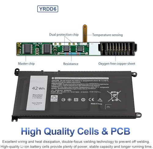 Wefly YRDD6 Laptop Battery Compatible for Dell Inspiron Latitude Vostro Series YRDD6 3 Cell 42Wh Battery VM732 1VX1H Laptop Battery - Image 3