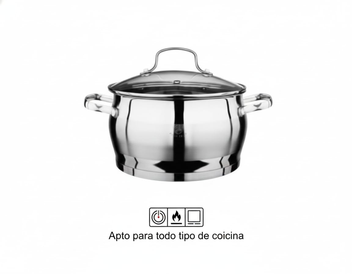 Batería de Cocina 4 Piezas, OTA Acero Inoxidable Tapas de Cristal, juego de ollas Compatible con Inducción, Apto para Horno y Lavavajillas,
