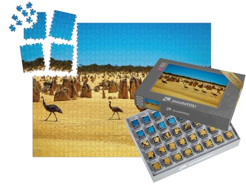 puzzleYOU : Smart Sorted® | Puzzle Photo 1000 pièces « Emus dans Le désert des Pinnacles, WA, Australie »