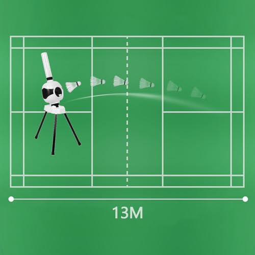 Badminton Aufschlagmaschine, Badminton Trainingsmaschine mit 6 Badminton Tragbare Federball Aufschlagmaschine mit Badminton Ballmaschine für Solotraining Fangbohrer Smash-Training, 15 Ballkapazität