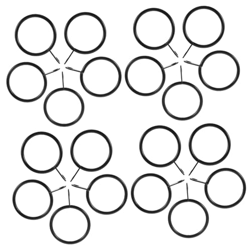 Yardenfun 25 Sets Black Metal Curtain Rings with Eyelet Clips for Window Treatment Hardware Drapery Hoops with Pin Hook Versatile Hanging for Bedrooms Bathrooms and Living Rooms