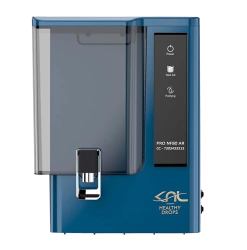 Image of KNL PRO NF80 AR Blue NF (Nano Filtration) water purifier with SS 304 UV, with Alkaline regulator, for input TDS range (750-1400) ppm, Reduces TDS (85)%, no TDS controller, tank 10 liters + TDS meter