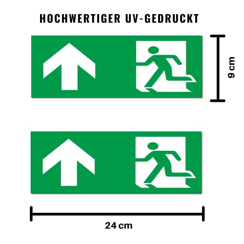seemy Emergency exit sign, pack of 5, premium stickers, 24 cm x 9 cm, emergency exit sticker, for information sign, rescue route, emergency exit, safety marking (arrow) - Image 2