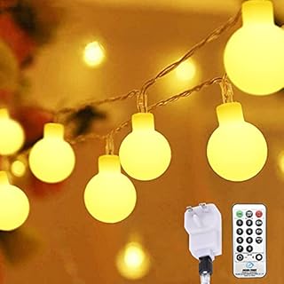 Neoglint Globe String Lights Mains Powered 18M 150 LEDs Outdoor Fairy Lights Plug in 8 Modes Waterproof with Remote Control for Bedroom Garden (Warm White)