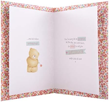 Hallmark 18th Birthday Card For Granddaughter - Cute Forever Friends Design,beige|white|brown|pink
