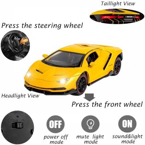 Auto de juguete Lambo Sports Race Car 1:24 amarillo miniatura 3