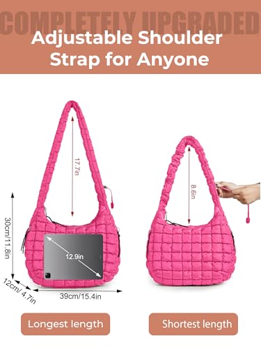 ASWACA Puffer Quilted Tote Bag for Women Nylon Crossbody Bags with Adjustable Straps Puffy Purse Hobo Large Shoulder Bag Trendy — view 3