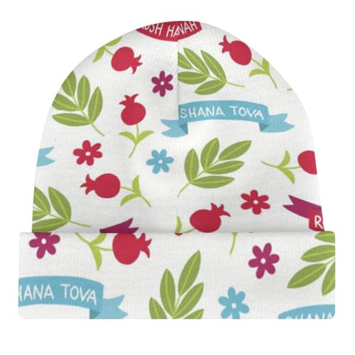 Rosh Hashanah Shana Tova Kids Beanie Hat for for Girls Boys Children Cap Winter Knitted Chemo Cancer Headwear Accessories Gifts Decoration Black4